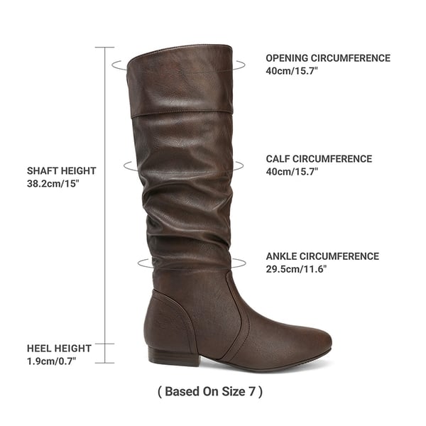 Flat Knee High Boots - BROWN - 4