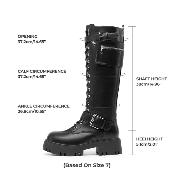 Lug Sole Platform Motorcycle Boots - BLACK - 3