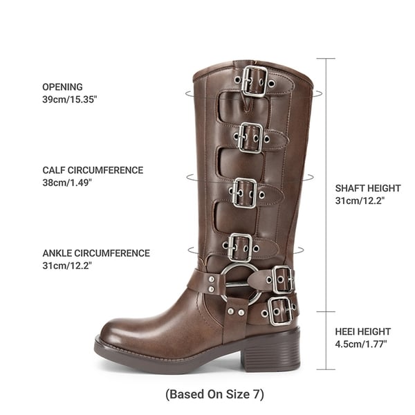 Square Toe Motorcycle Boots - TAN - 3