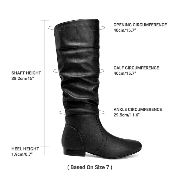 Flat Knee High Boots - BLACK PU - 4
