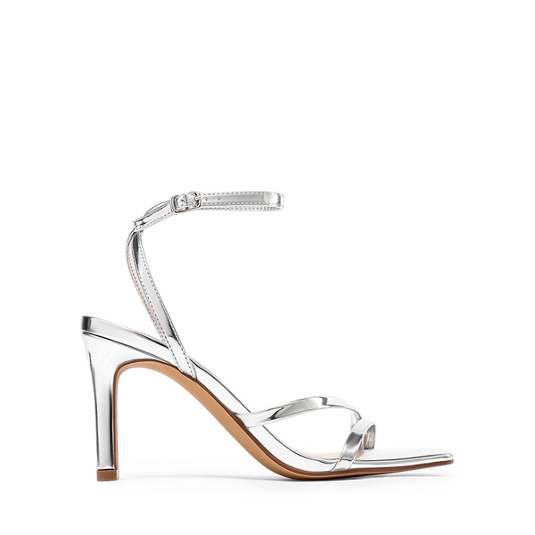Women’s Strappy Stiletto Heeled Sandals - SILVER - 1