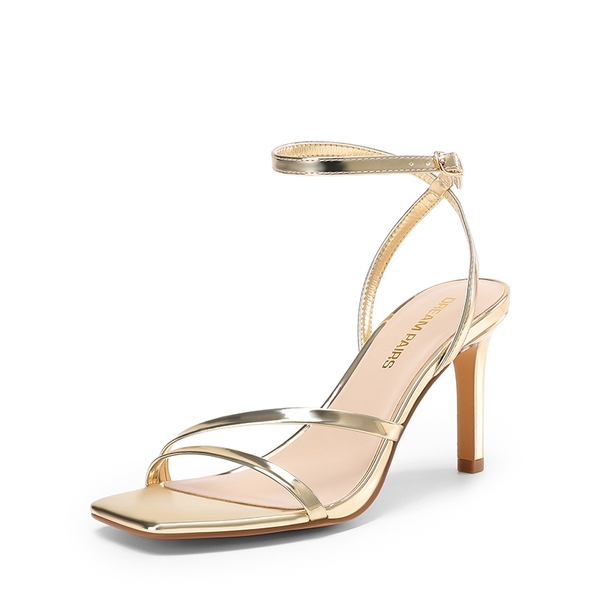 Women’s Strappy Stiletto Heeled Sandals - LIGHT GOLD -  0