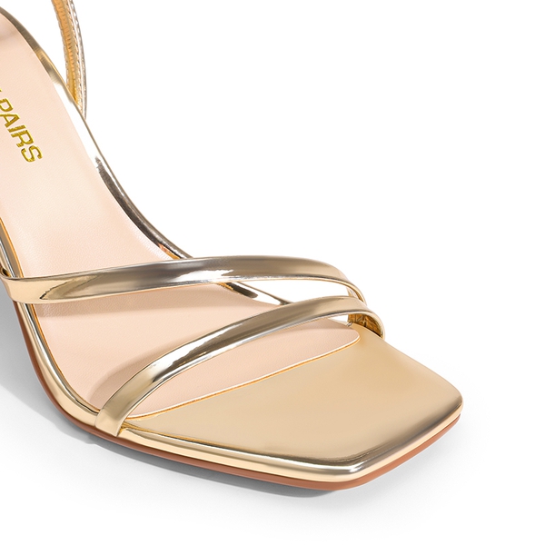 Women’s Strappy Stiletto Heeled Sandals - LIGHT GOLD - 2