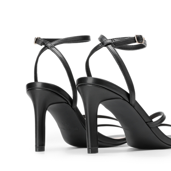 Women’s Strappy Stiletto Heeled Sandals - BLACK-PU - 3