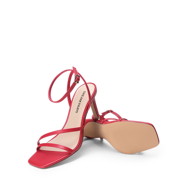 Women’s Strappy Stiletto Heeled Sandals - RED - 4