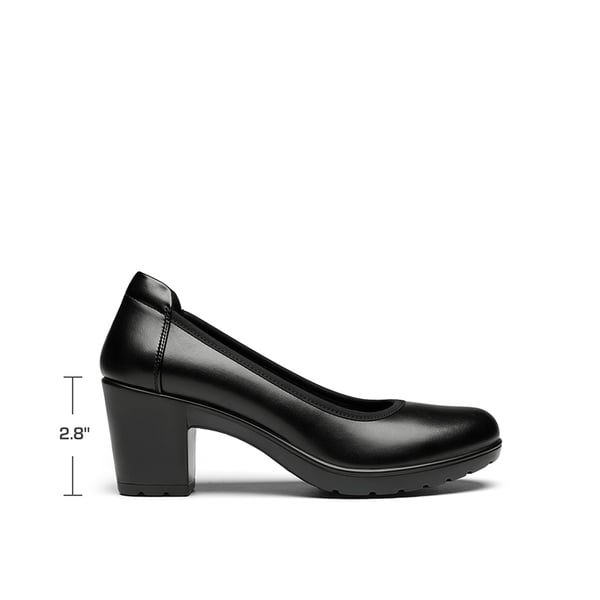 [Stand All Day Pumps] Edena Chunky Low Block Heel Pumps - BLACK - 1