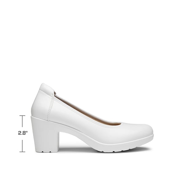 [Stand All Day Pumps] Edena Chunky Low Block Heel Pumps - WHITE - 1