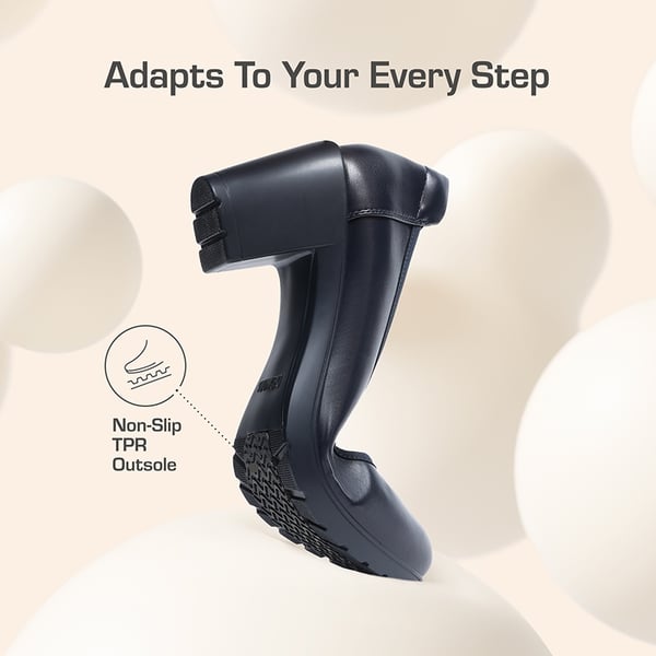 [Stand All Day Pumps] Edena Chunky Low Block Heel Pumps - NAVY BLUE - 4