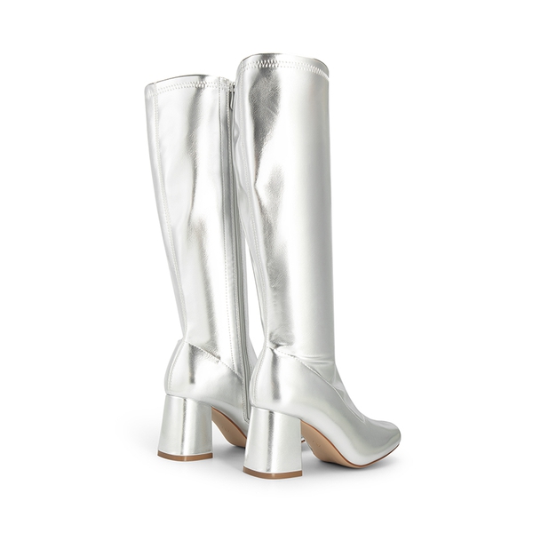 Dreamy Desire Square Toe Chunky Knee High Gogo Boots - METALLIC SILVER - 6