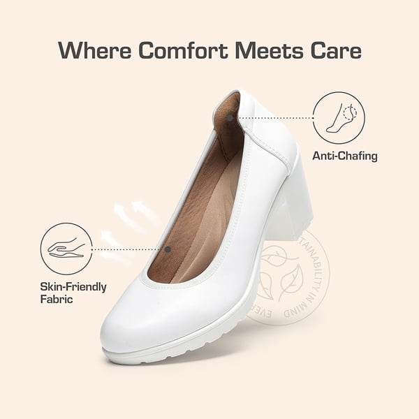 [Stand All Day Pumps] Edena Chunky Low Block Heel Pumps - WHITE - 5