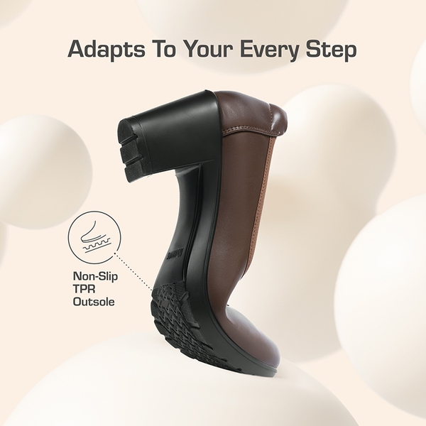 [Stand All Day Pumps] Edena Chunky Low Block Heel Pumps - BROWN - 4