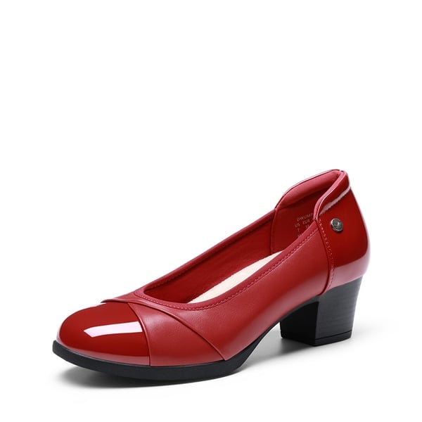 Ascenelle Comfortable Low-Heel Memory Foam Pumps - RED -  0