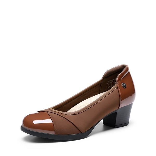 Comfortable Low-Heel Memory Foam Pumps - TAN -  0