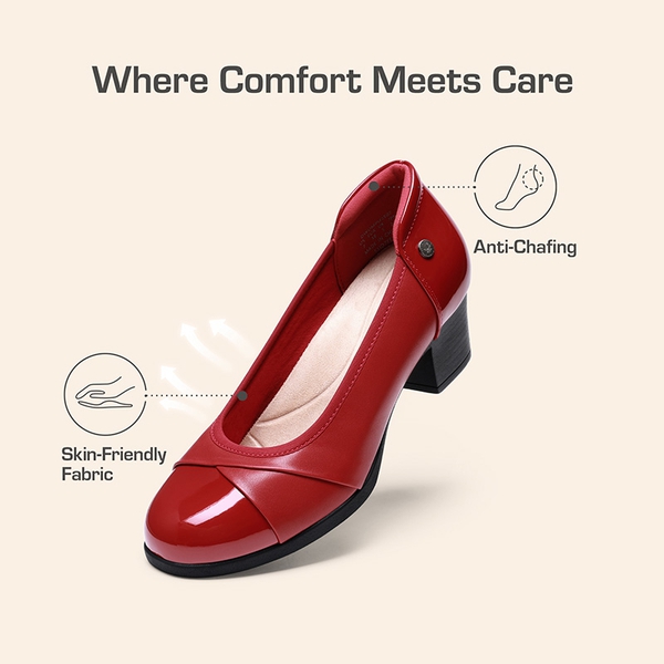 Ascenelle Comfortable Low-Heel Memory Foam Pumps - RED - 7
