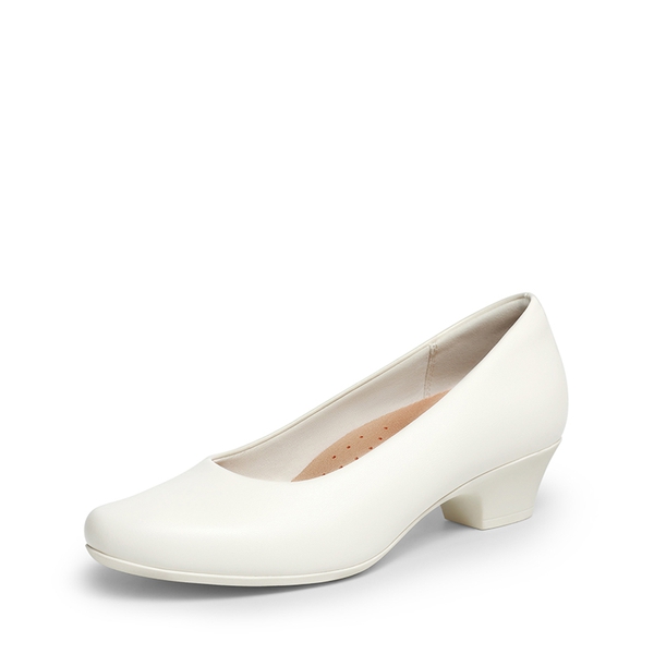 Ascenda Counsel Round-Toe Low Block Heel Pumps - WHITE -  0