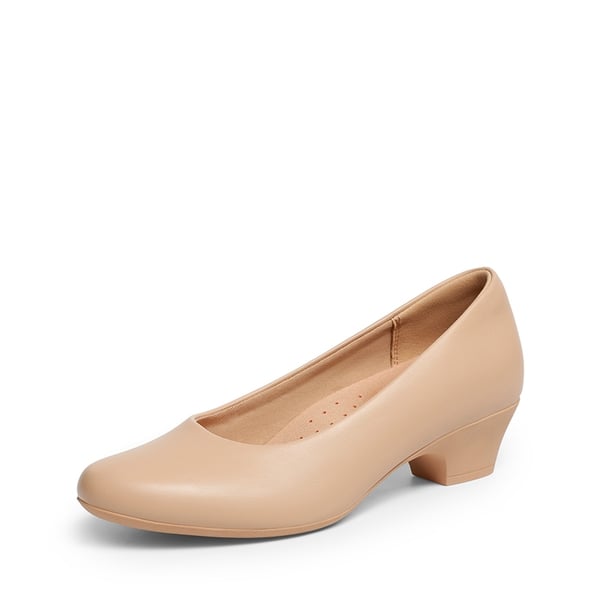 Ascenda Counsel Round-Toe Low Block Heel Pumps - NUDE -  0