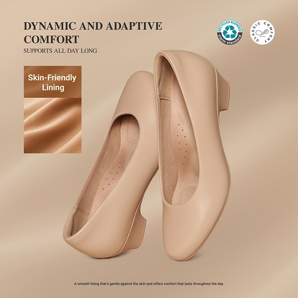 Ascenda Counsel Round-Toe Low Block Heel Pumps - NUDE - 6