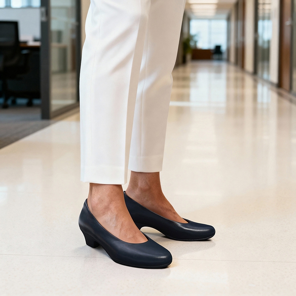 Ascenda Counsel Round-Toe Low Block Heel Pumps - NAVY - 2