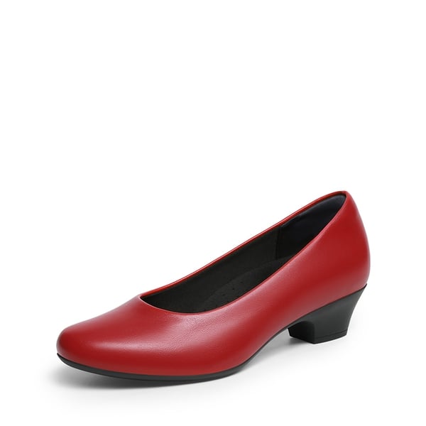 Ascenda Counsel Round-Toe Low Block Heel Pumps - RED -  0