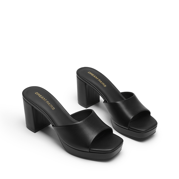 Dreamy Y2K Platform Heels with Square Toe - BLACK - 4