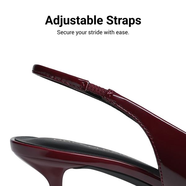 Dreamy Easy Elegance Pointed Toe Kitten Heel Slingback Heels - BURGUNDY - 7