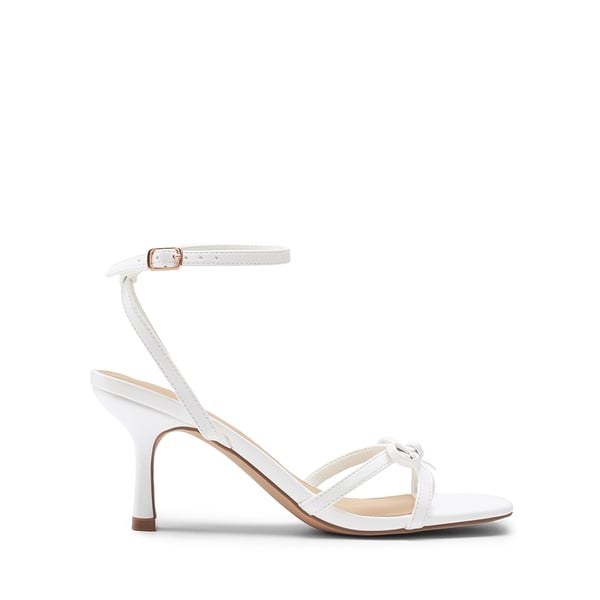 Elegant Square Toe Bow-heeled Sandal - WHITE - 3