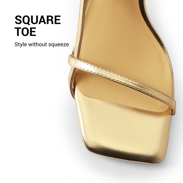 Women’s Kitten Heels with Crossover Straps - GOLD - 6