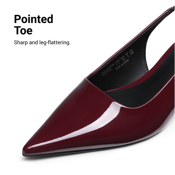 Dreamy Easy Elegance Pointed Toe Kitten Heel Slingback Heels - BURGUNDY - 5
