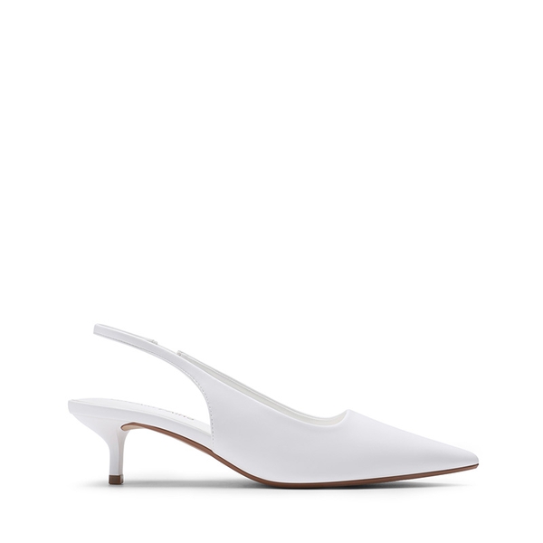 Dreamy Easy Elegance Pointed Toe Kitten Heel Slingback Heels - WHITE - 3
