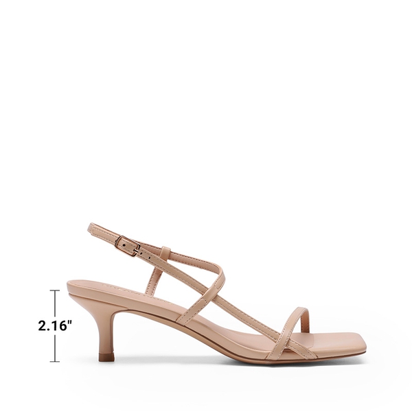 Women’s Kitten Heels with Crossover Straps - NUDE - 3
