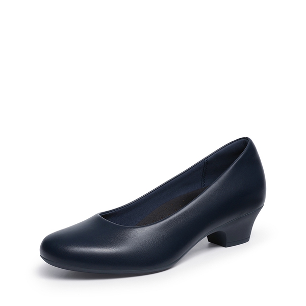 Ascenda Counsel Round-Toe Low Block Heel Pumps - NAVY -  0