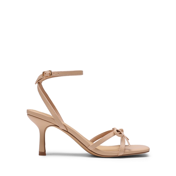 Elegant Square Toe Bow-heeled Sandal - NUDE - 3