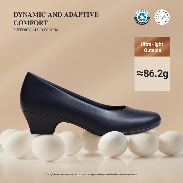 Ascenda Counsel Round-Toe Low Block Heel Pumps - NAVY - 4