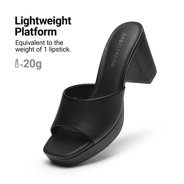 Dreamy Y2K Platform Heels with Square Toe - BLACK - 7