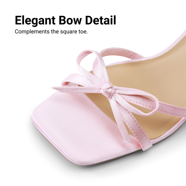 Elegant Square Toe Bow-heeled Sandal - PINK - 6