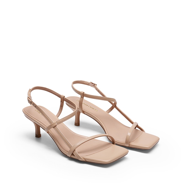 Women’s Kitten Heels with Crossover Straps - NUDE - 4