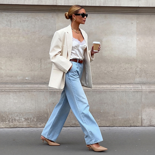 Easy Elegance Pointed Toe Kitten Heel Slingback Heels - NUDE - 1