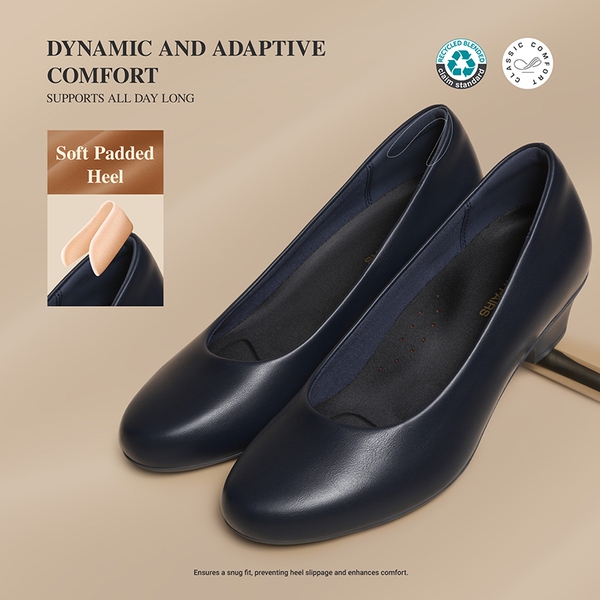 Ascenda Counsel Round-Toe Low Block Heel Pumps - NAVY - 3