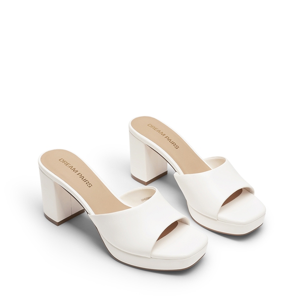 Dreamy Y2K Platform Heels with Square Toe - WHITE - 4