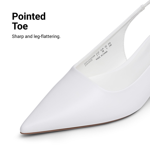 Dreamy Easy Elegance Pointed Toe Kitten Heel Slingback Heels - WHITE - 5
