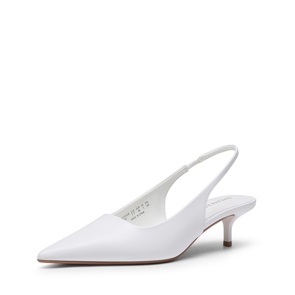 Dreamy Easy Elegance Pointed Toe Kitten Heel Slingback Heels - WHITE -  0