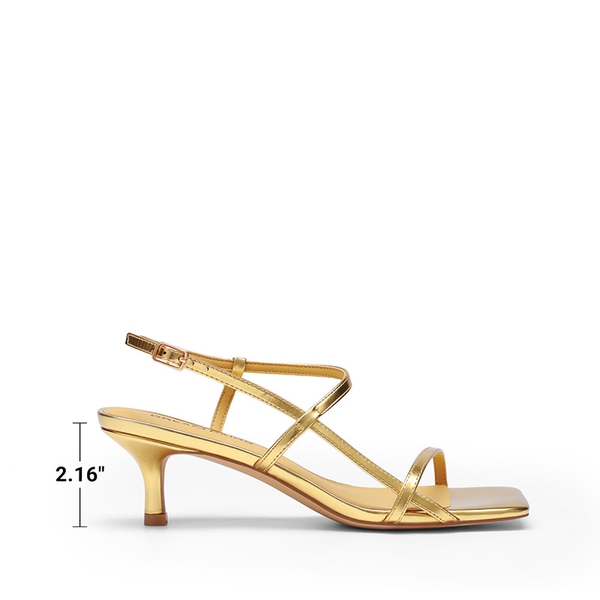 Women’s Kitten Heels with Crossover Straps - GOLD - 3