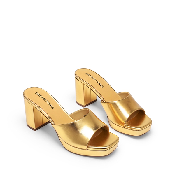 Dreamy Y2K Platform Heels with Square Toe - GOLD - 4