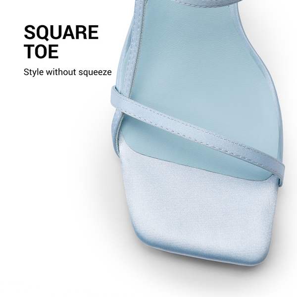 Women’s Kitten Heels with Crossover Straps - BLUE - 6