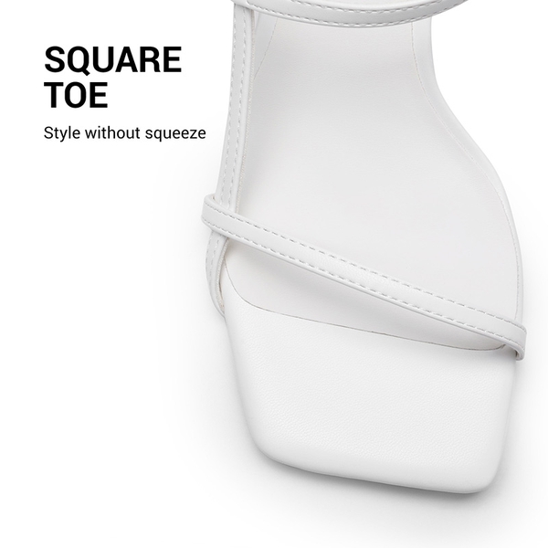 Women’s Kitten Heels with Crossover Straps - WHITE - 6
