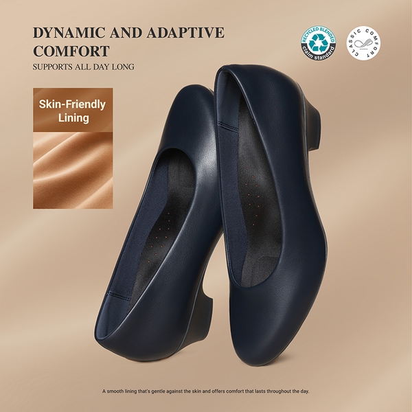 Ascenda Counsel Round-Toe Low Block Heel Pumps - NAVY - 6