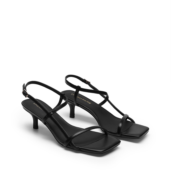 Women’s Kitten Heels with Crossover Straps - BLACK - 4