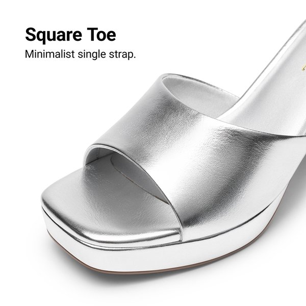 Dreamy Y2K Platform Heels with Square Toe - SILVER - 5
