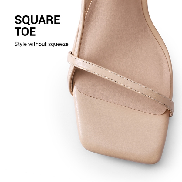 Women’s Kitten Heels with Crossover Straps - NUDE - 6