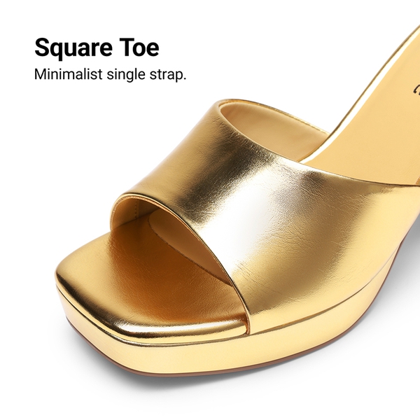 Dreamy Y2K Platform Heels with Square Toe - GOLD - 5
